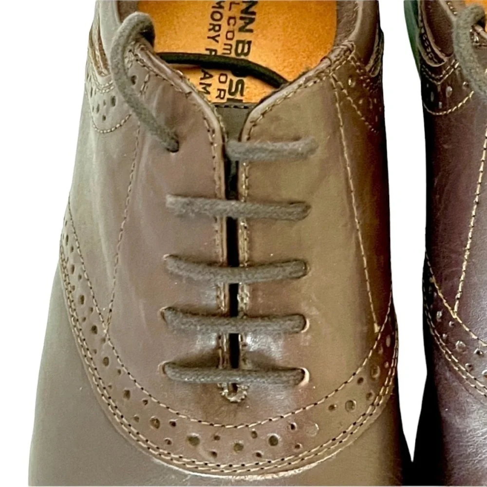 Men's Nunn Bush Dual Comfort Memory Foam Brown Leather Oxfords Size 10.5